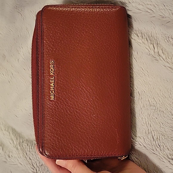 Michael Kors Double Zip Brown Jet Set Large Continental Leather Wallet - Picture 12 of 12